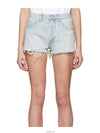 bleached fringe denim shorts - OFF WHITE - BALAAN.