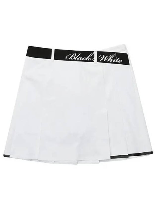 Women s Unbalanced Pleated Culottes 4014LZSP WHITE - BLACK&WHITE - BALAAN 2