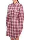 Liliane Check Midi Shirt Dress Pink - ISABEL MARANT - BALAAN 3