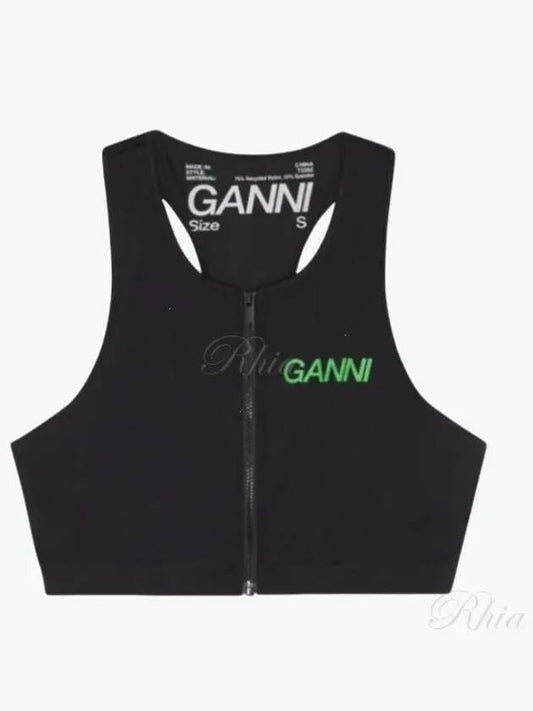 Active Racerback Zipper Sleeveless Black - GANNI - BALAAN 2