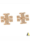 Crystal Logo Stud Earrings Rose Gold - TORY BURCH - BALAAN 2