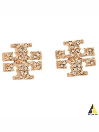 Crystal Logo Stud Earrings Rose Gold - TORY BURCH - BALAAN 2