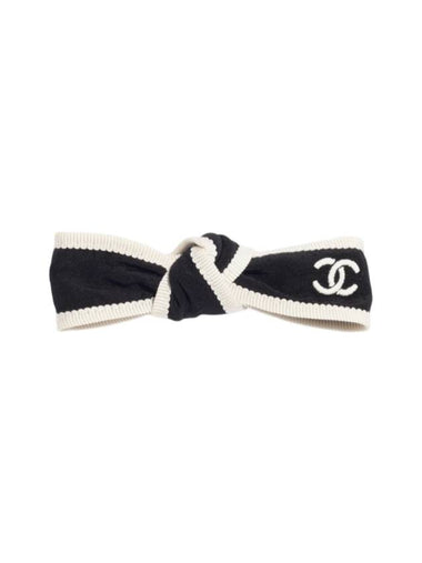 Jagard Ribbon Silk Hairpin Black Ecru - CHANEL - BALAAN 1