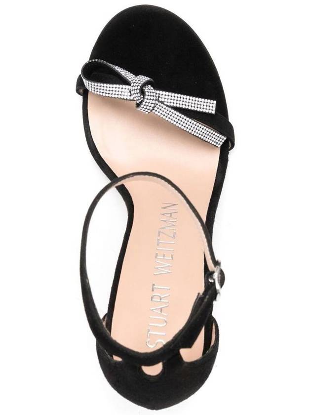 Black Suede Sandals With Crystal Bow Detail Stuart Weitzman Woman - STUART WEITZMAN - BALAAN 4