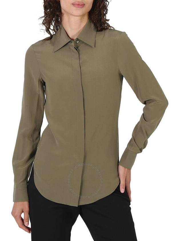 Moschino Ladies Olive Button Down Blouse, Brand Size 36 (US Size 2) - MOSCHINO - BALAAN 1