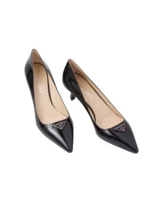 Women' Triangle Logo Patent Leather Pumps Black - PRADA - BALAAN 2