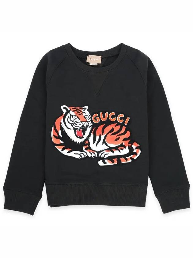 Kids Cotton Tiger Printed Sweatshirt Black - GUCCI - BALAAN 3