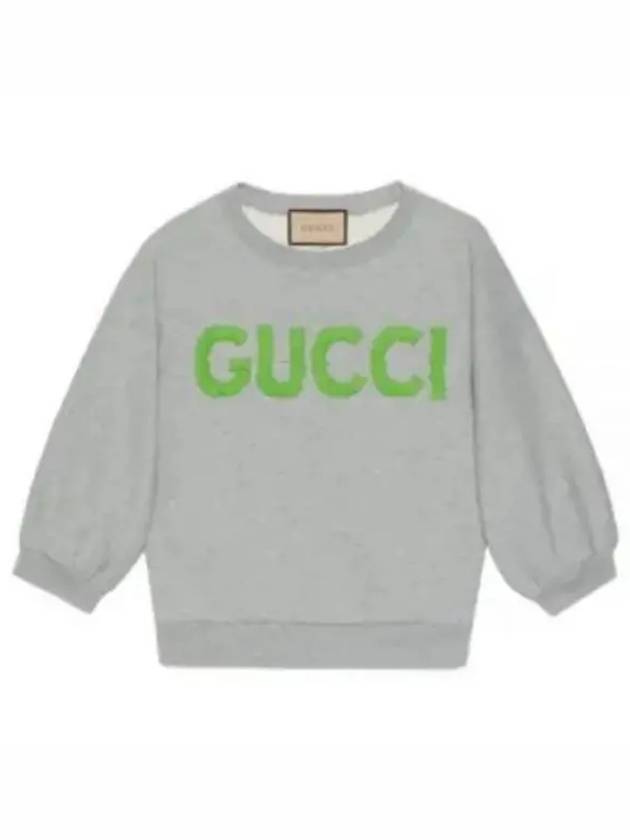 Cotton Jersey Crop Sweatshirt Grey - GUCCI - BALAAN 2