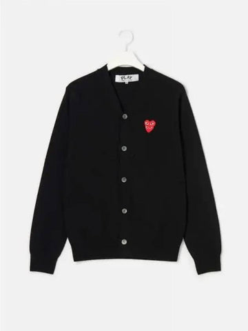 Men s Double Red Heart Waffen Spring Fall Cardigan Black Domestic Product GM0022071862906 - COMME DES GARCONS PLAY - BALAAN 1