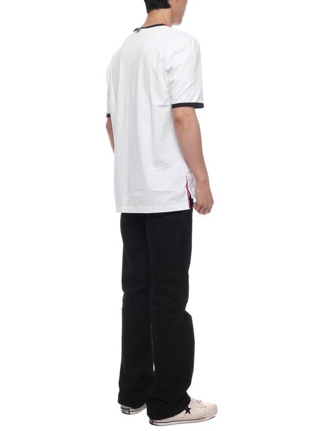 Ringer Medium Weight Jersey Short Sleeve T-Shirt White - THOM BROWNE - BALAAN 7