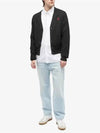 Red Heart Logo Merino Wool Cardigan Black - AMI - BALAAN 3