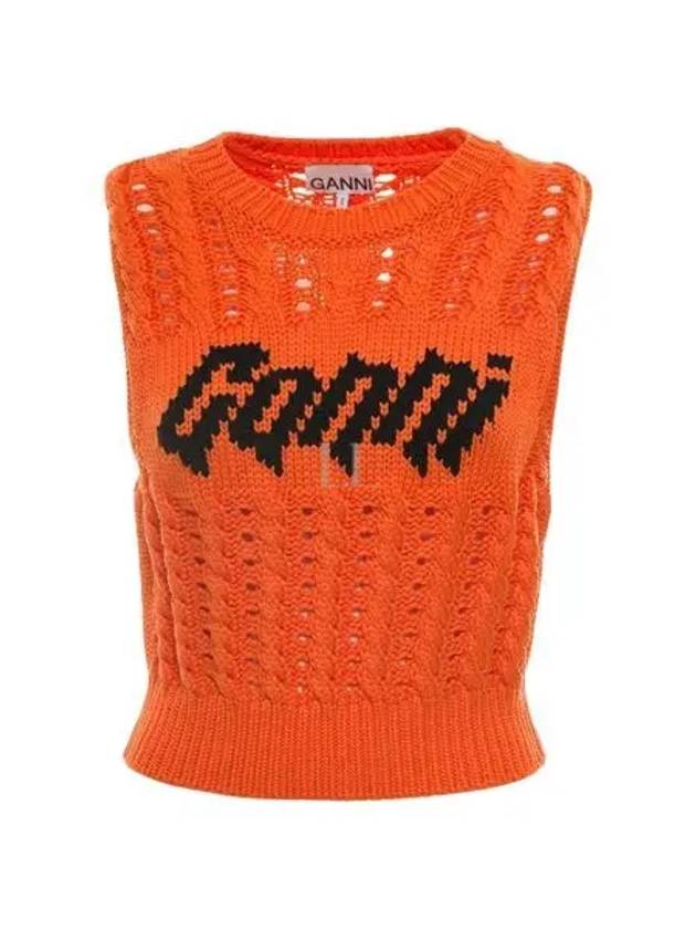 Women's Knit Crop Vest Orange - GANNI - BALAAN 2