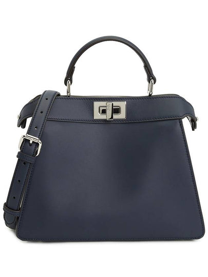 Peekaboo Lock Twist Top Handle Leather Tote Bag Blue - FENDI - BALAAN 2