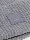 Face Patch Ribbed Wool Beanie Grey Melange - ACNE STUDIOS - BALAAN 6