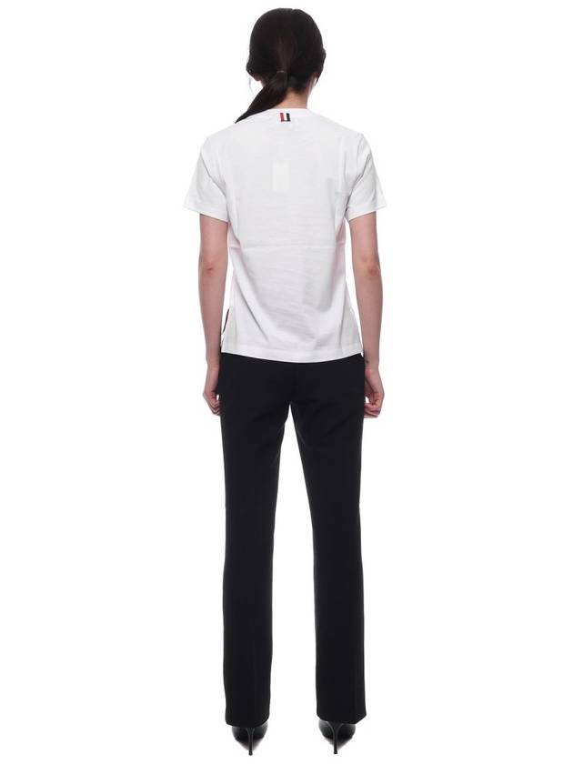 Logo Patch Lightweight Jersey Relaxed Fit Short Sleeve T-Shirt White - THOM BROWNE - BALAAN 6