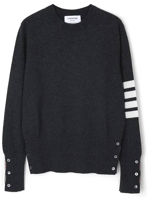 Diagonal Classic Cashmere Knit Top Dark Grey - THOM BROWNE - BALAAN 2