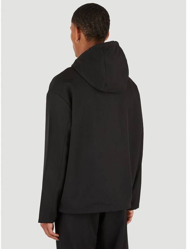 Triangle Logo Oversize Wool Hooded Jacket Black - PRADA - BALAAN 4