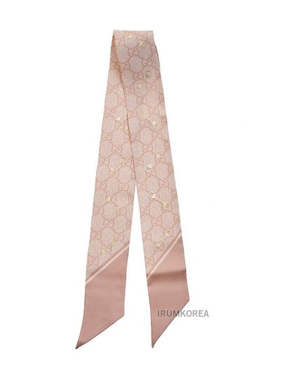 Horsebit GG Print Silk Neck Bow Scarf Rose Pink - GUCCI - BALAAN 2