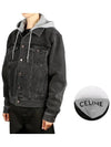 Logo Hoodie Trucker Denim Jacket Charcoal Wash - CELINE - BALAAN 2