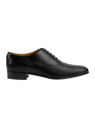 Men's Double G Lace-Up Leather Oxford Black - GUCCI - BALAAN 1