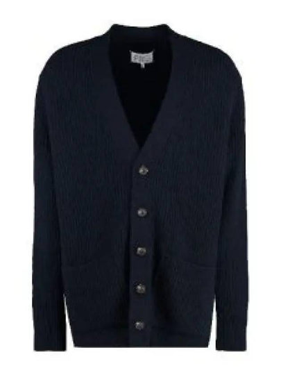 Back Stitched Virgin Wool Cardigan Navy - MAISON MARGIELA - BALAAN 2