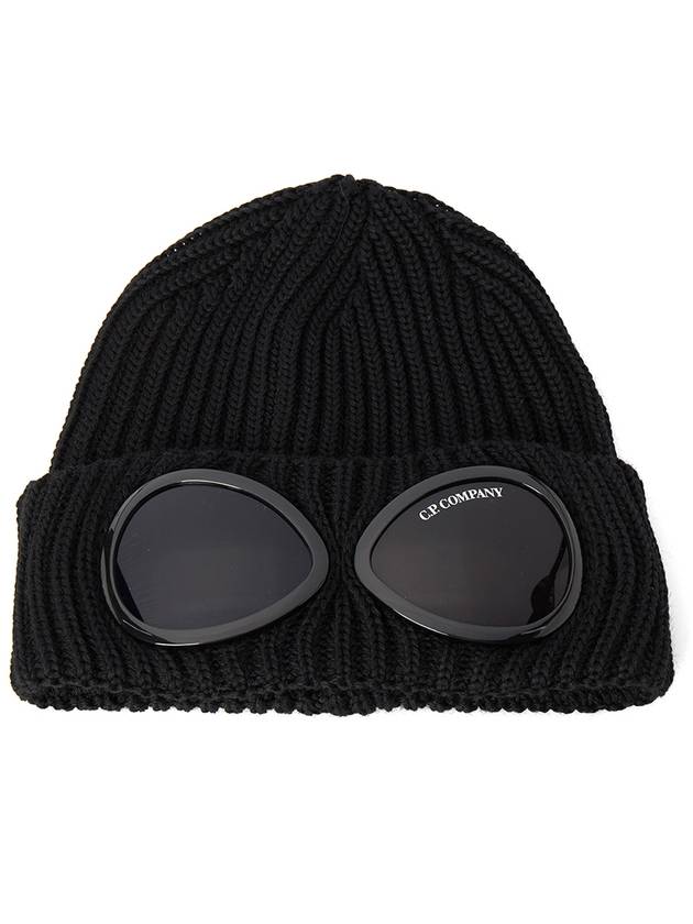 Extra Fine Merino Wool Goggle Beanie Black - CP COMPANY - BALAAN 2