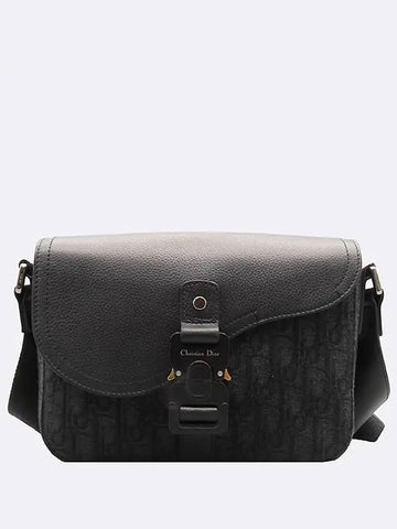 1ADPO049YKS Black Oblique Saddle Small Flap Messenger Cross Bag - DIOR - BALAAN 1