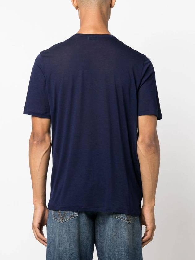 Basic Short Sleeve T-Shirt Blue - SAINT LAURENT - BALAAN 5