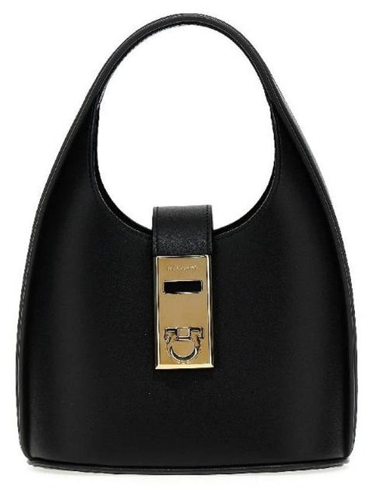 Women's Gancini Buckle Mini Hobo Shoulder Bag Black - SALVATORE FERRAGAMO - BALAAN 1