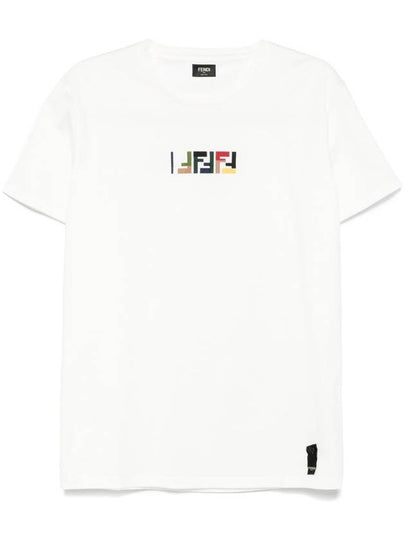 Embroidered Logo Short Sleeve T-Shirt White - FENDI - BALAAN 2