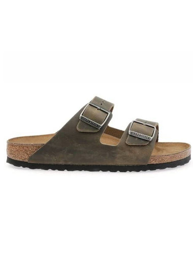 Arizona Oiled Leather Slippers Khaki - BIRKENSTOCK - BALAAN 1