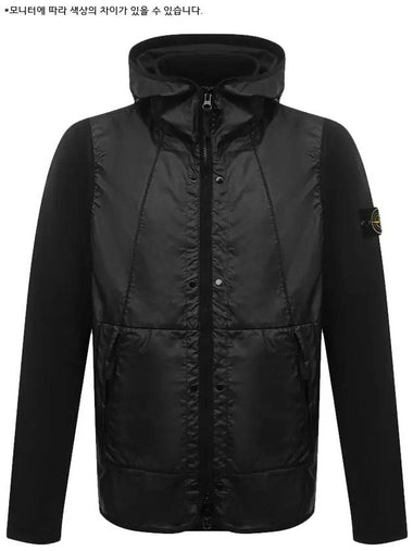 Wappen Cotton Hooded Zip Up Black - STONE ISLAND - BALAAN 1