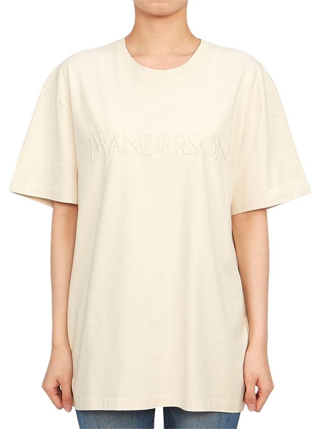 Embroidery Logo Cotton Short Sleeve T-Shirt Beige - JW ANDERSON - BALAAN 4