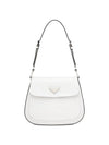 Cleo Brushed Leather Flap Shoulder Bag White - PRADA - BALAAN.