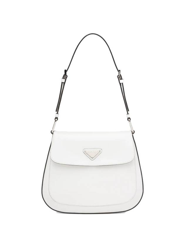 Cleo Brushed Leather Flap Shoulder Bag White - PRADA - BALAAN 1