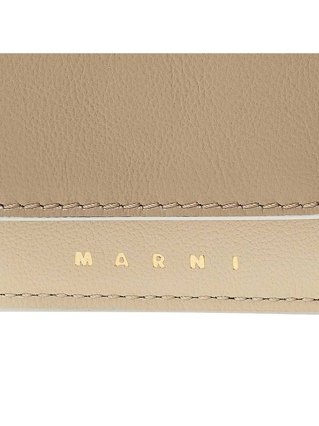 Logo Leather Half Wallet Beige - MARNI - BALAAN 7