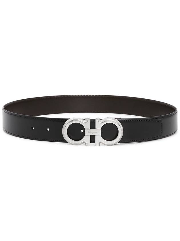 Gancini Reversible Belt Black Brown - SALVATORE FERRAGAMO - BALAAN 4