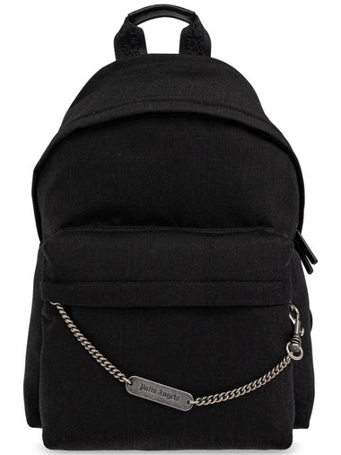 Palm Angels Backpack With Logo, Men's, Black - PALM ANGELS - BALAAN 1