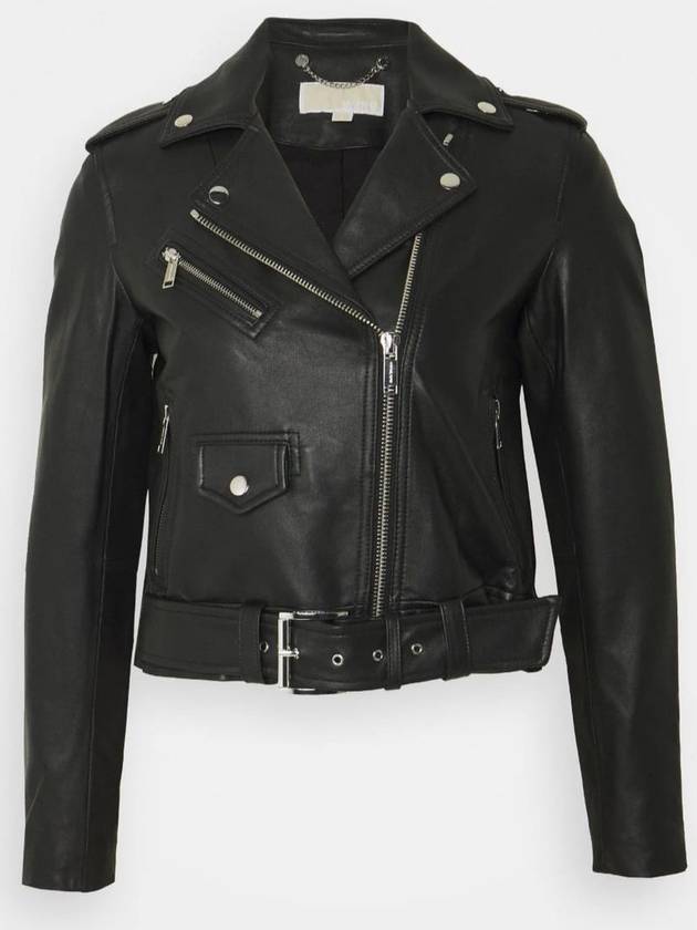 Women's Leather Biker Jacket Black - MICHAEL KORS - BALAAN 2