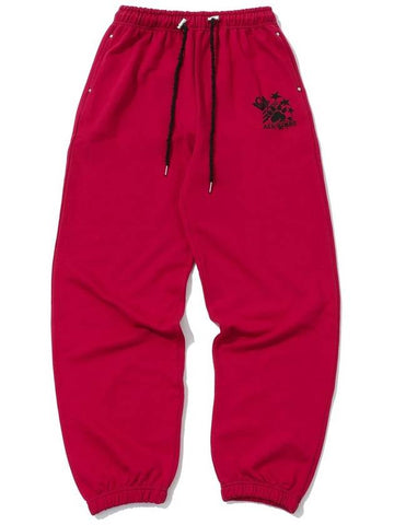 STARDUST STITCH SWEAT PANTS RED - KEEMHII - BALAAN 1