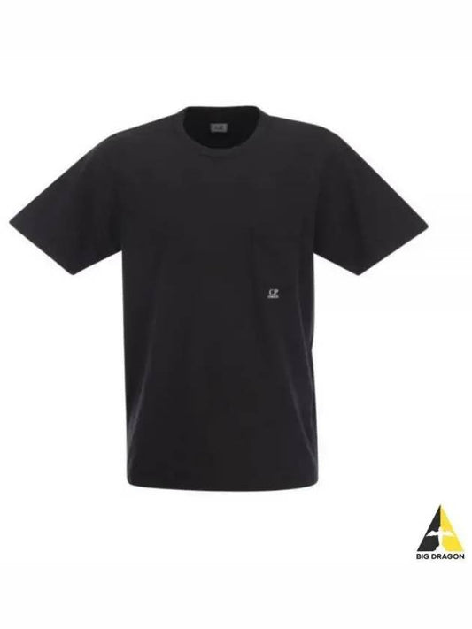 Small Logo Pocket Cotton Short Sleeve T-Shirt Black - CP COMPANY - BALAAN 2