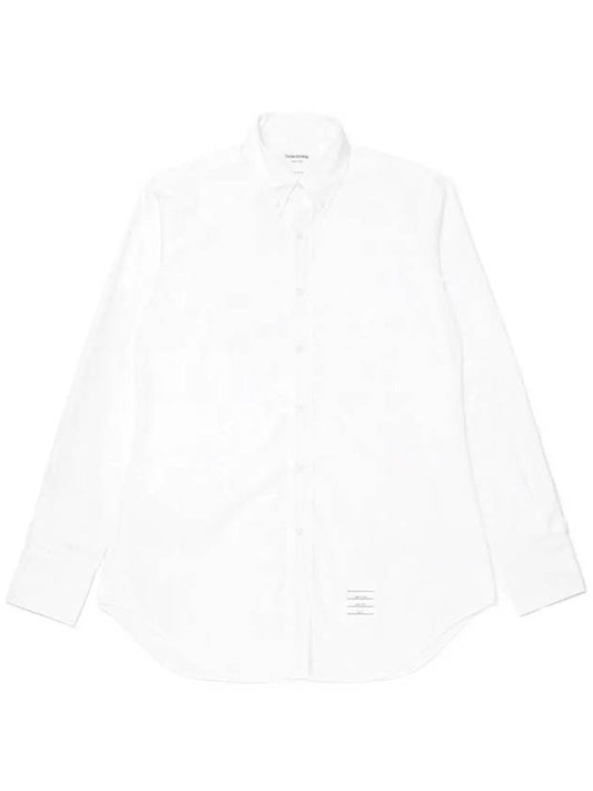 Men's Grosgrain Placket Solid Poplin Long Sleeve Shirt White - THOM BROWNE - BALAAN 2