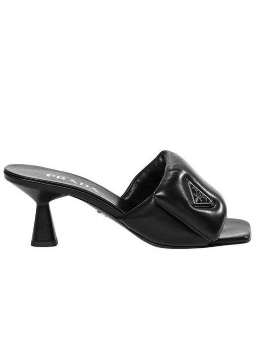 Soft Padded Nappa Sandals Heel Black - PRADA - BALAAN 1