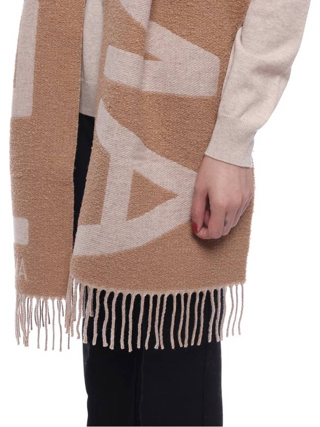 Logo Wool Alpaca Blend Scarf Beige - FENDI - BALAAN 7