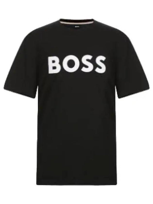 Boss Flock Logo Regular Fit Short Sleeve T Shirt Tee - HUGO BOSS - BALAAN 1