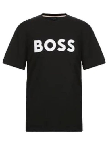 Boss Flock Logo Regular Fit Short Sleeve T Shirt Tee - HUGO BOSS - BALAAN 1