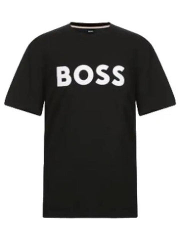 Boss Flock Logo Regular Fit Short Sleeve T Shirt Tee - HUGO BOSS - BALAAN 1