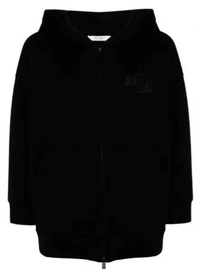 Obbia M Monogram Embroidery Detail Zip Up Hoodie Black - MAX MARA - BALAAN 2