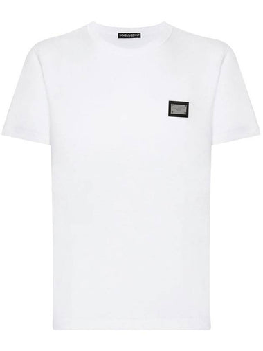 logo patch crew neck cotton short sleeve t-shirt white - DOLCE&GABBANA - BALAAN 1