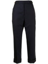 Tab Wool Turn-Up Straight Pants Navy - THOM BROWNE - BALAAN 2